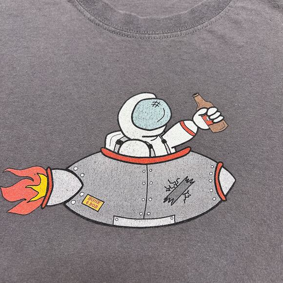 Y2K Wormholer Btw Astronaut Space Ship Graphic T-Shirt Gray Short Sleeve Men's M - Picture 3 of 7